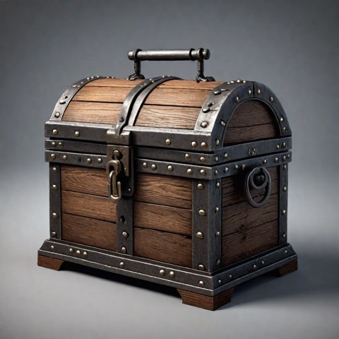 Source image: a wooden treasure chest with iron bands